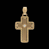 14K Yellow Gold Estate Diamond Cross Pendant