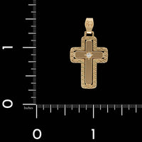 14K Yellow Gold Estate Diamond Cross Pendant