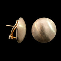 14K Yellow Gold Estate Brushed Button Earrings