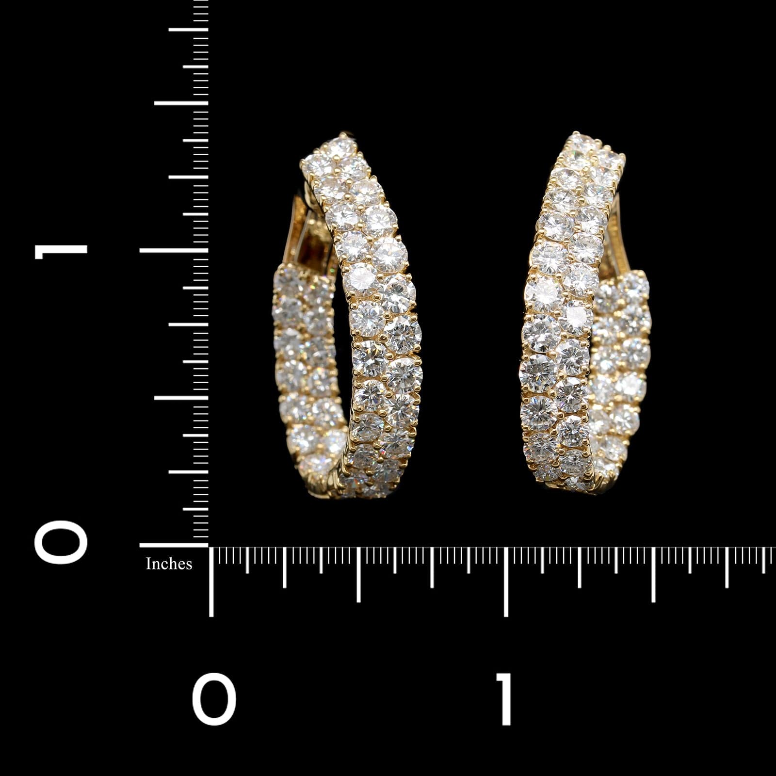18K Yellow Gold Estate Diamond Inside Out Hoops