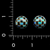 Tiffany & Co. Angela Cummings 18K Yellow Gold Estate Opal and Onyx Checkerboard Earrings