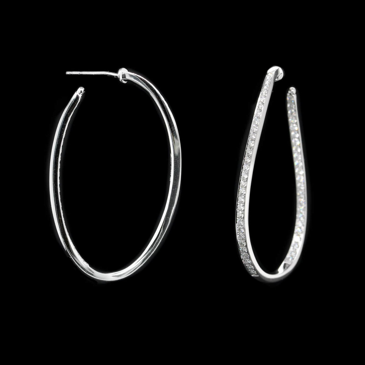 Memoire 18K White Gold Estate Diamond Twist Hoops