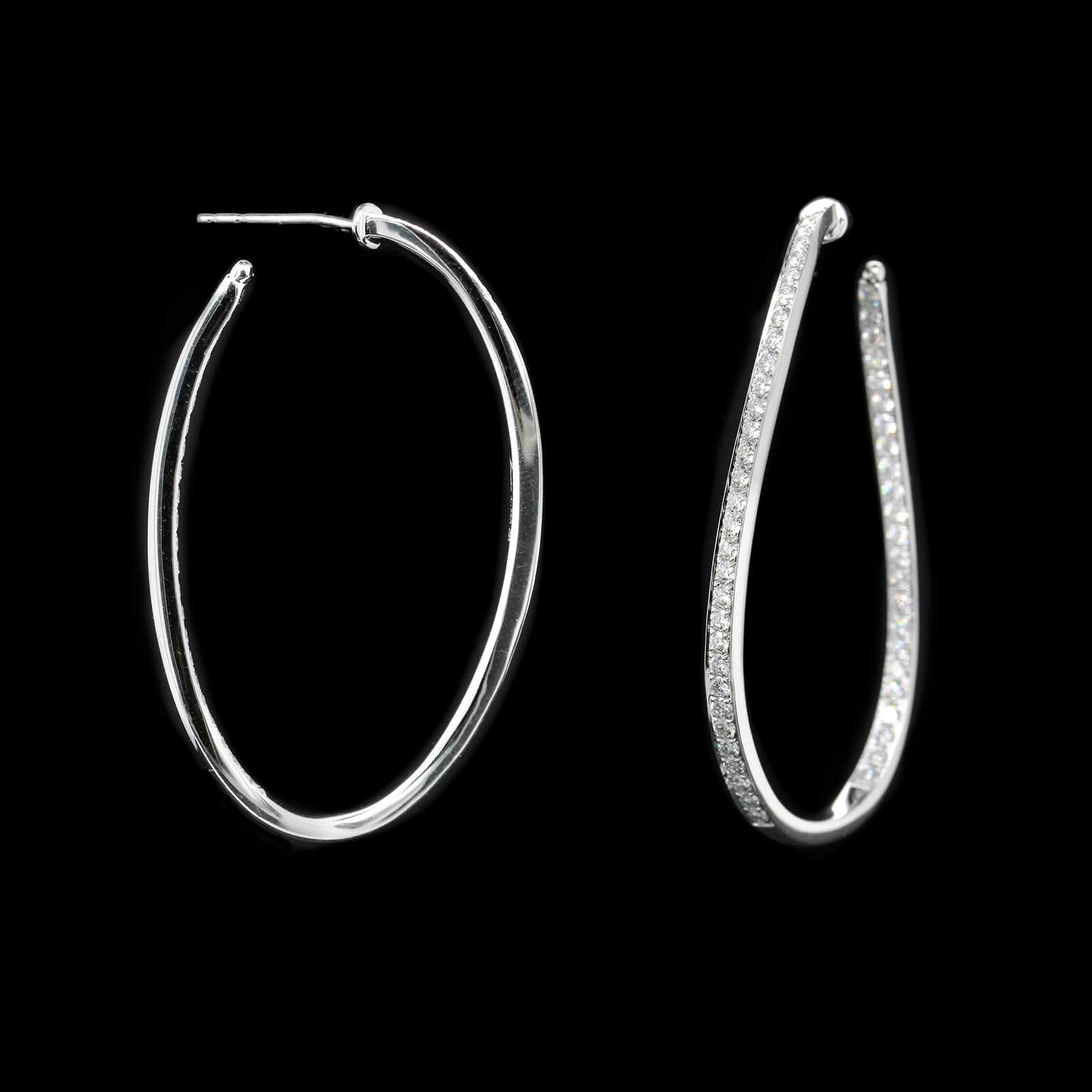 Memoire 18K White Gold Estate Diamond Twist Hoops