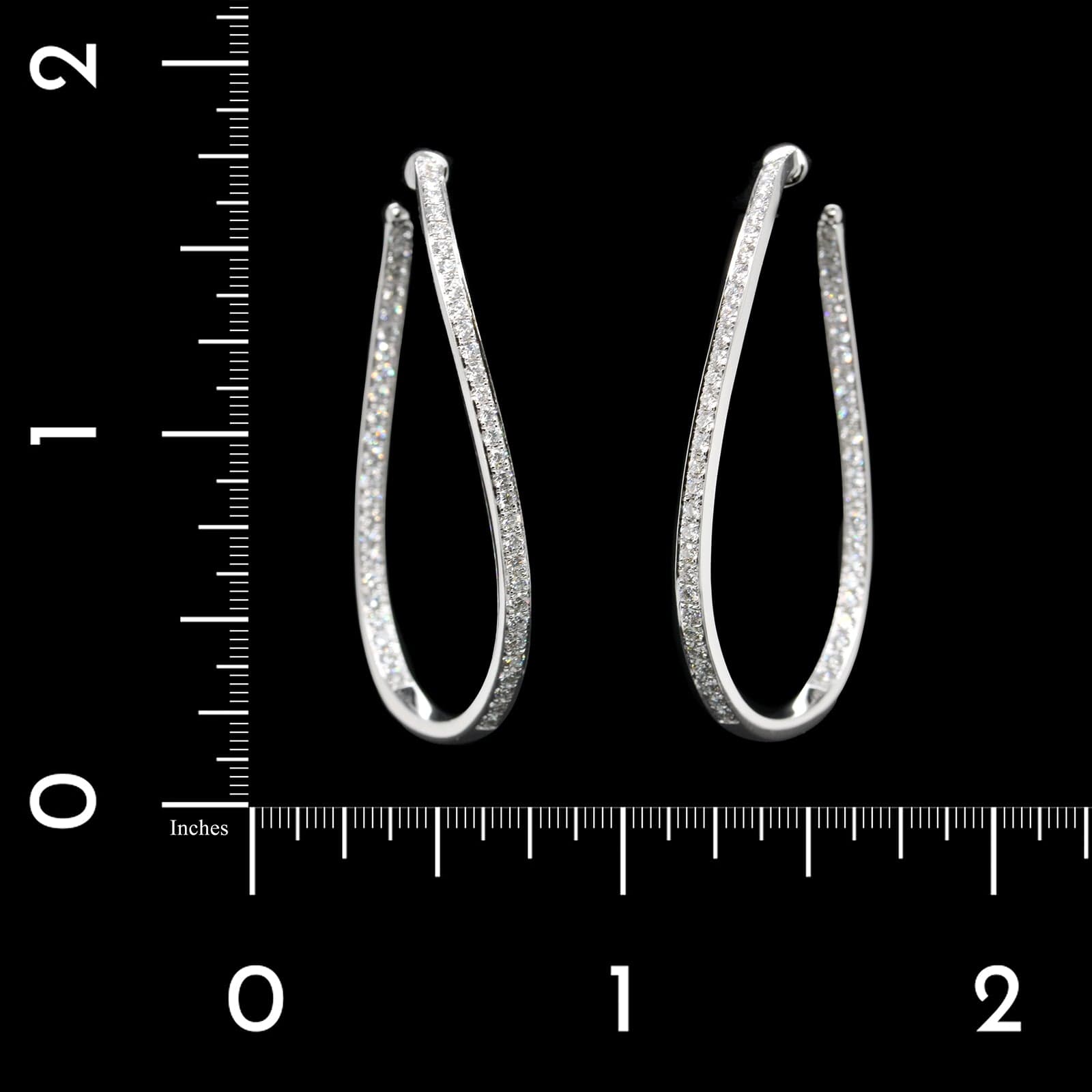 Memoire 18K White Gold Estate Diamond Twist Hoops