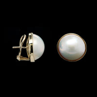 14K Yellow Gold Estate Mabe Pearl Earrings