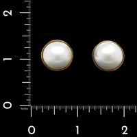 14K Yellow Gold Estate Mabe Pearl Earrings