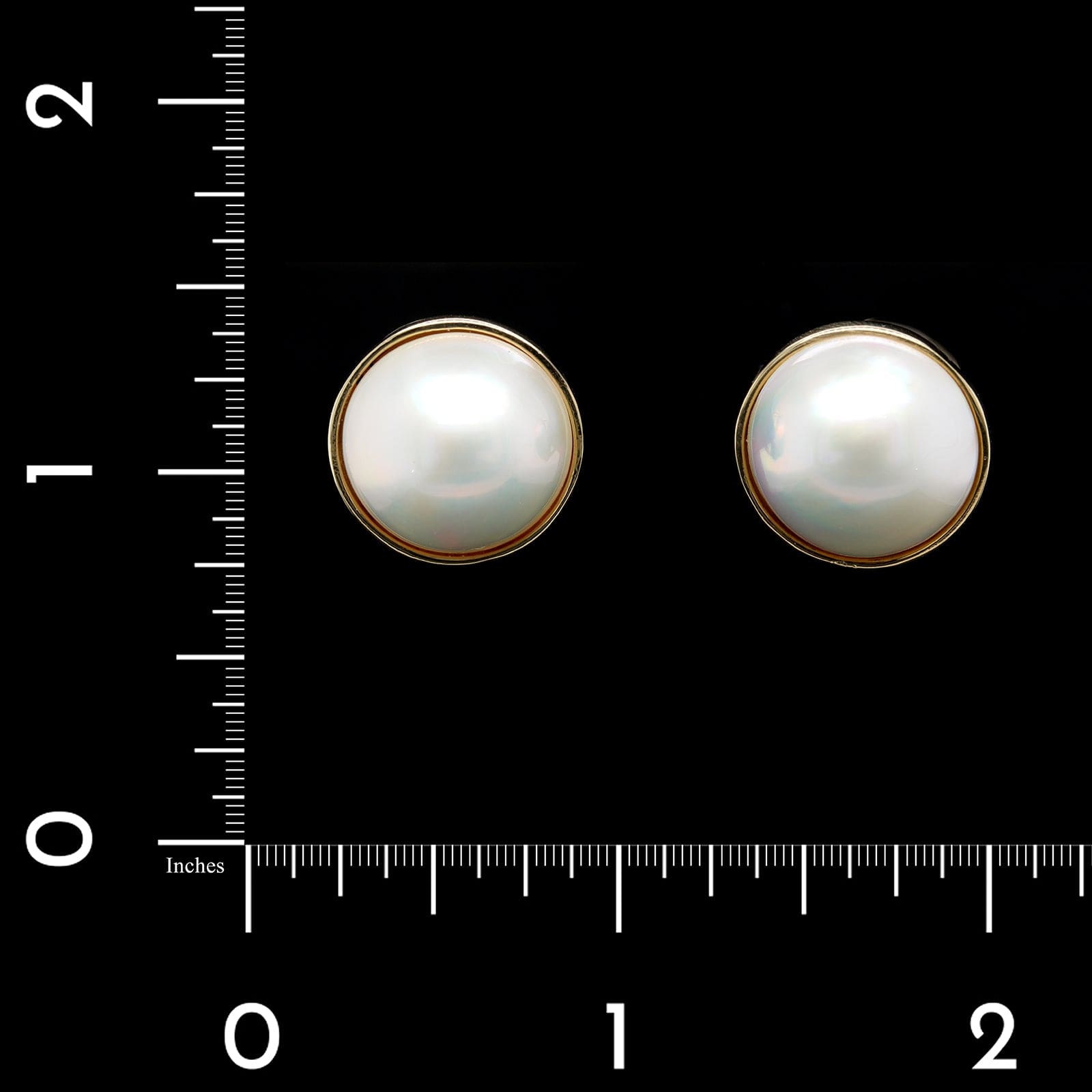 14K Yellow Gold Estate Mabe Pearl Earrings