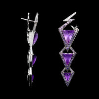 Stephen Webster 18K White Gold Estate Synthetic Amethyst and Purple Sapphire Lady Stardust Earrings