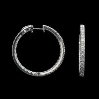 14K White Gold Estate Diamond Inside Outside Hoops