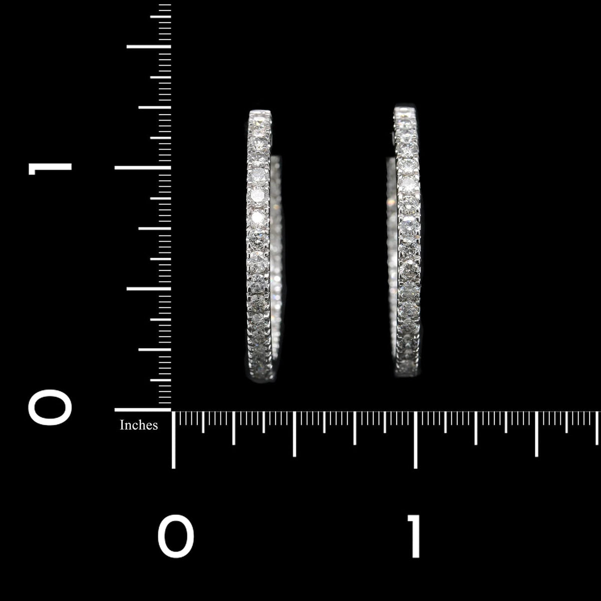 14K White Gold Estate Diamond Inside Outside Hoops