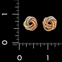 14K Tricolor Gold Estate Knot Earrings