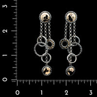 John Hardy Sterling Silver and 18K Yellow Gold Estate Circle Drop Earrings