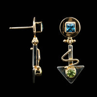 Demarcay Sterling Silver and 14K Yellow Gold Estate Gem-set Drop Earrings