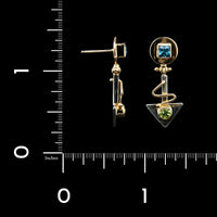 Demarcay Sterling Silver and 14K Yellow Gold Estate Gem-set Drop Earrings