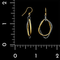 Lika Behar 24K Yellow and Oxidized Silver Estate Diamond Kelly Earrings