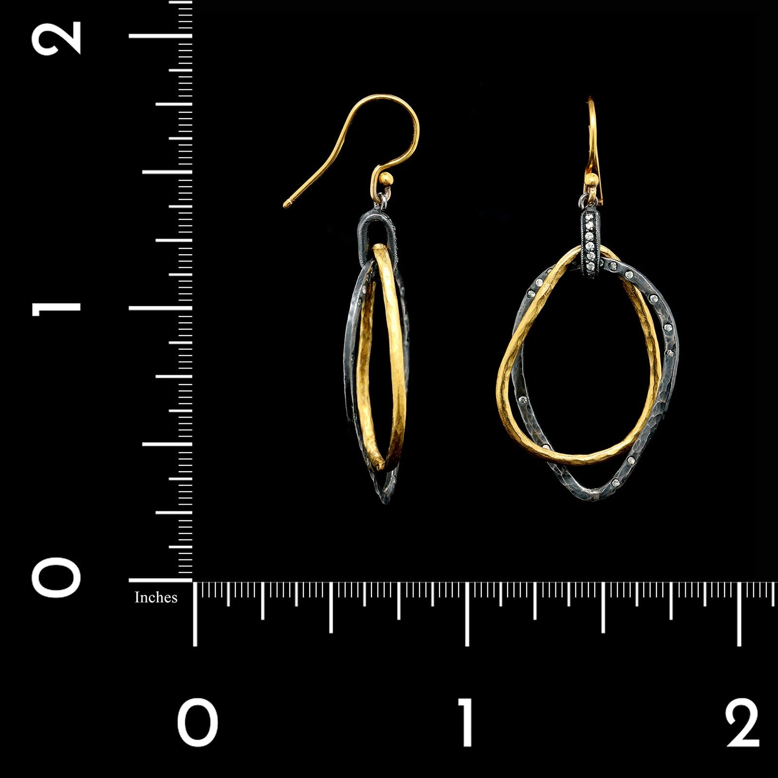 Lika Behar 24K Yellow and Oxidized Silver Estate Diamond Kelly Earrings