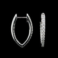 Memoire 18K White Gold Estate Diamond Imperial V Hoops