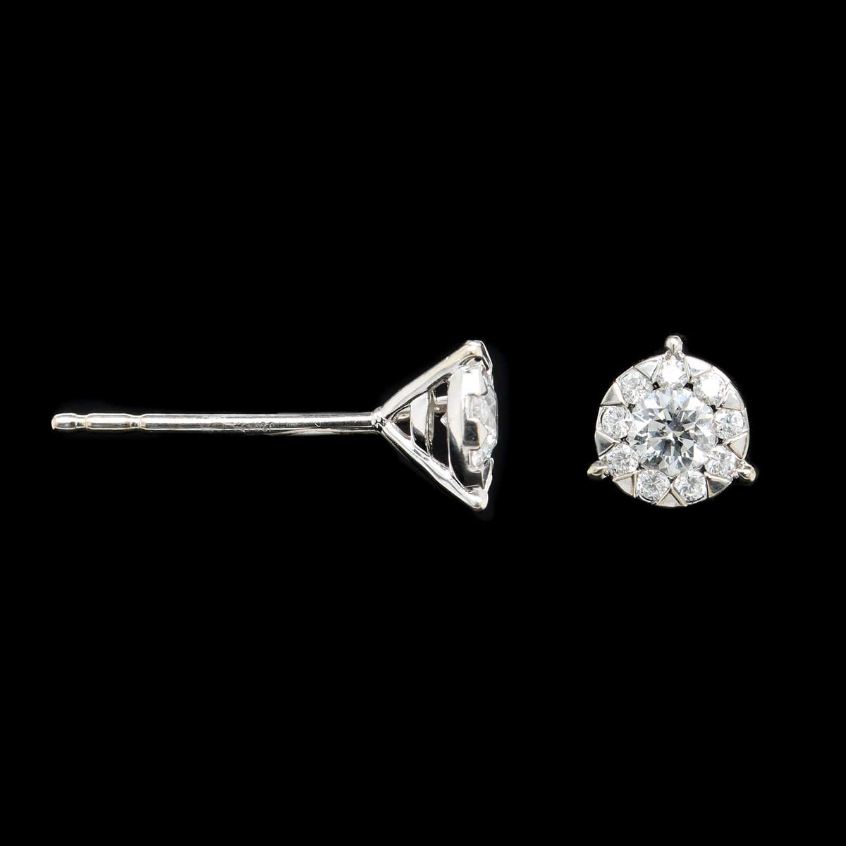 Memoire 18K White Gold Estate Diamond Bouquet Earrings
