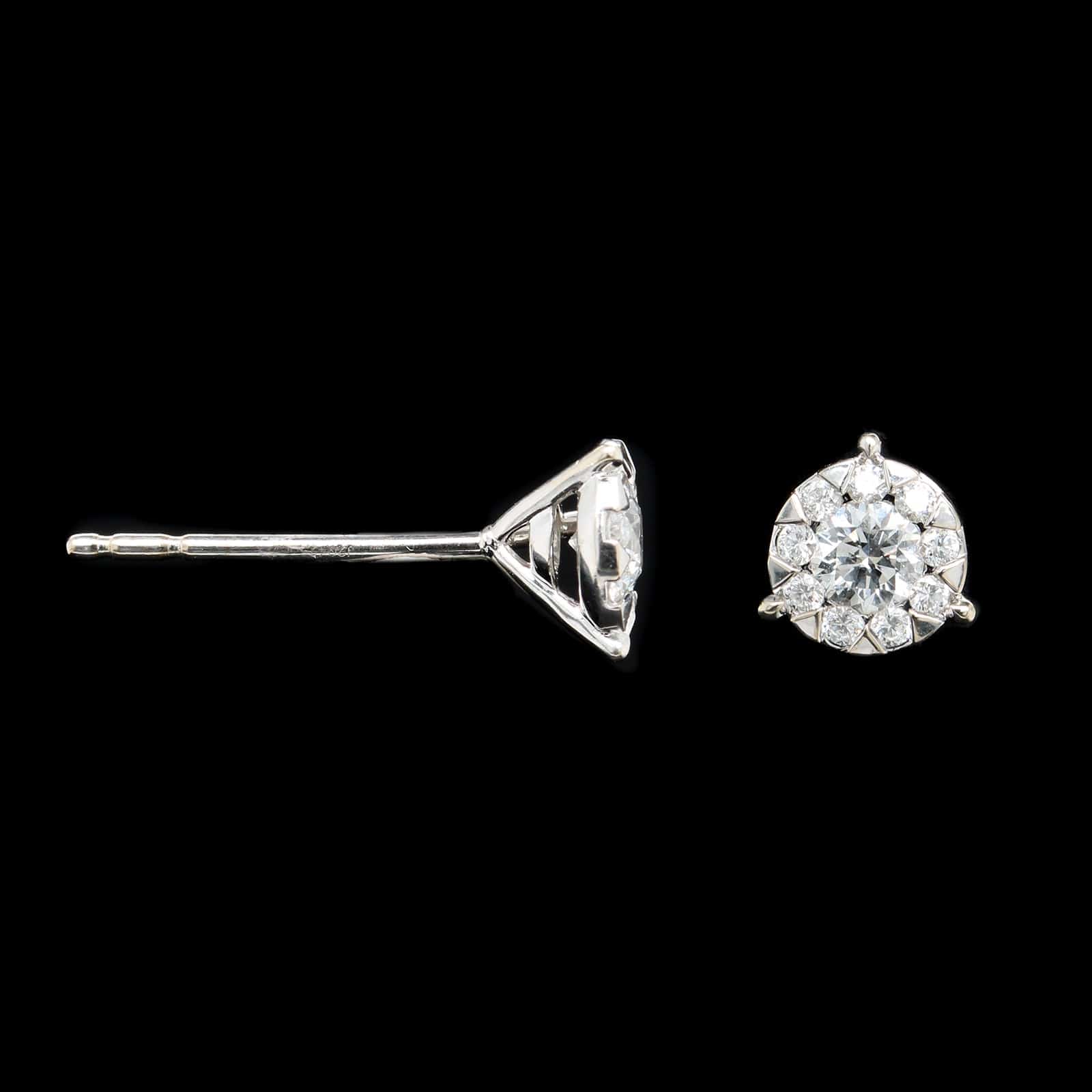 Memoire 18K White Gold Estate Diamond Bouquet Earrings