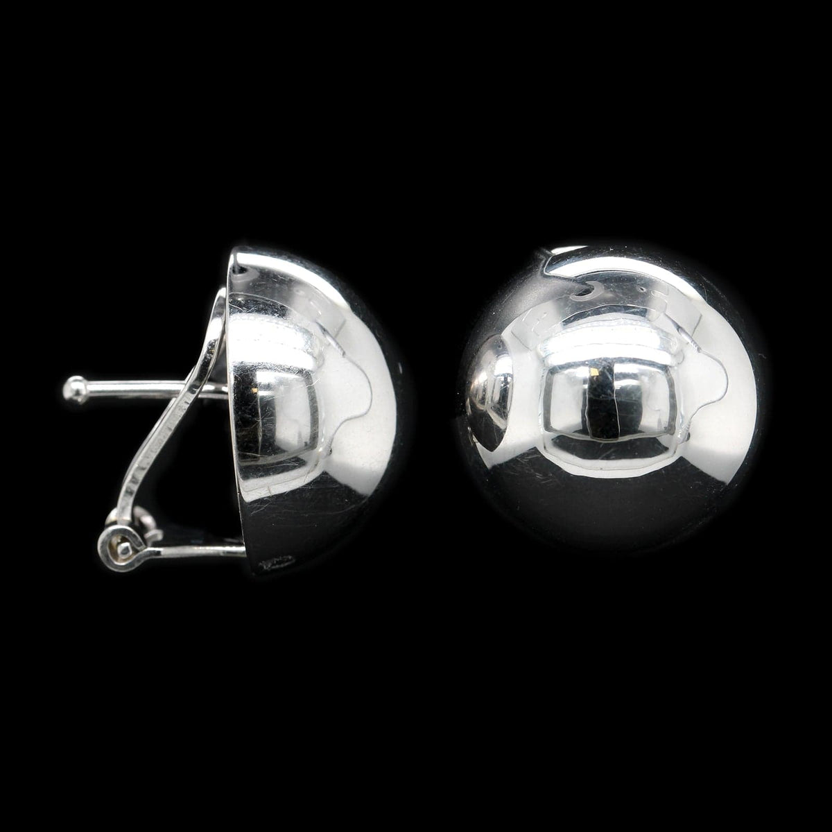 18K White Gold Estate Dome Earrings