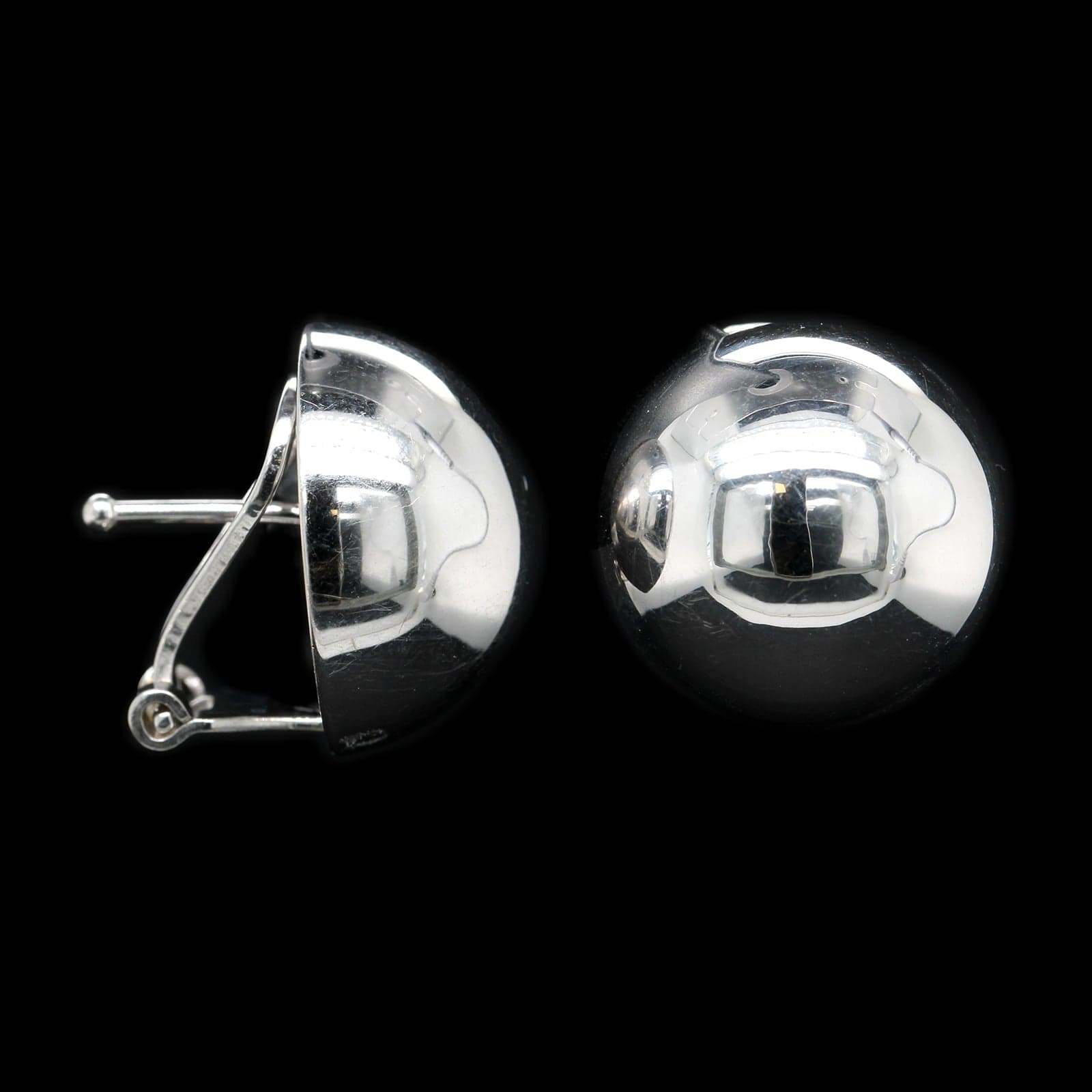 18K White Gold Estate Dome Earrings