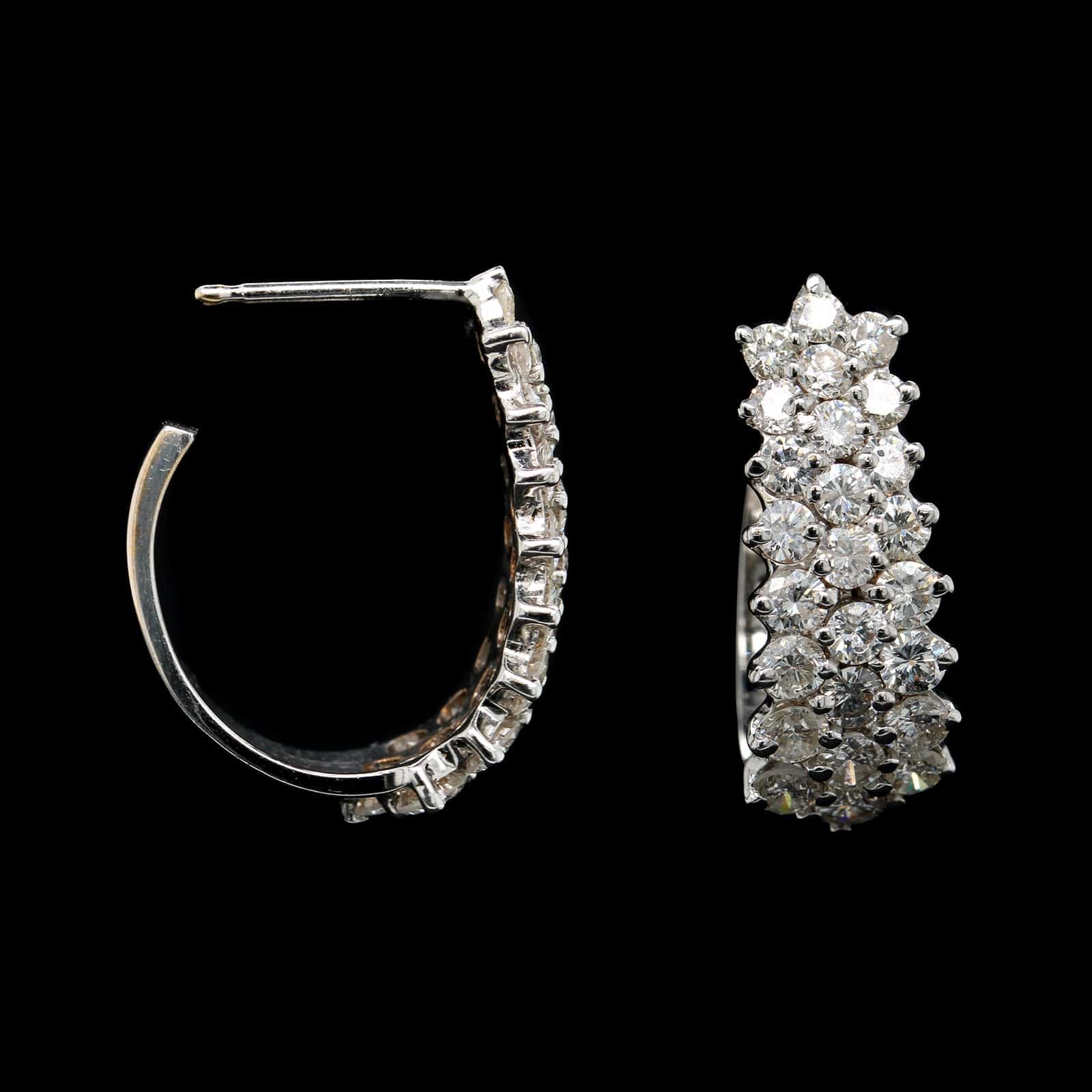 14K White Gold Estate Diamond Earrings