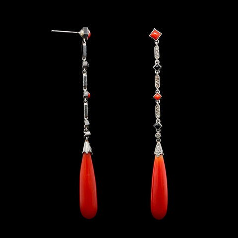 Art Deco' Earrings Coral | Maria Greca Boutique