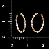 Eclat 18K Rose Gold Estate Diamond Twisted Inside Outside Hoops