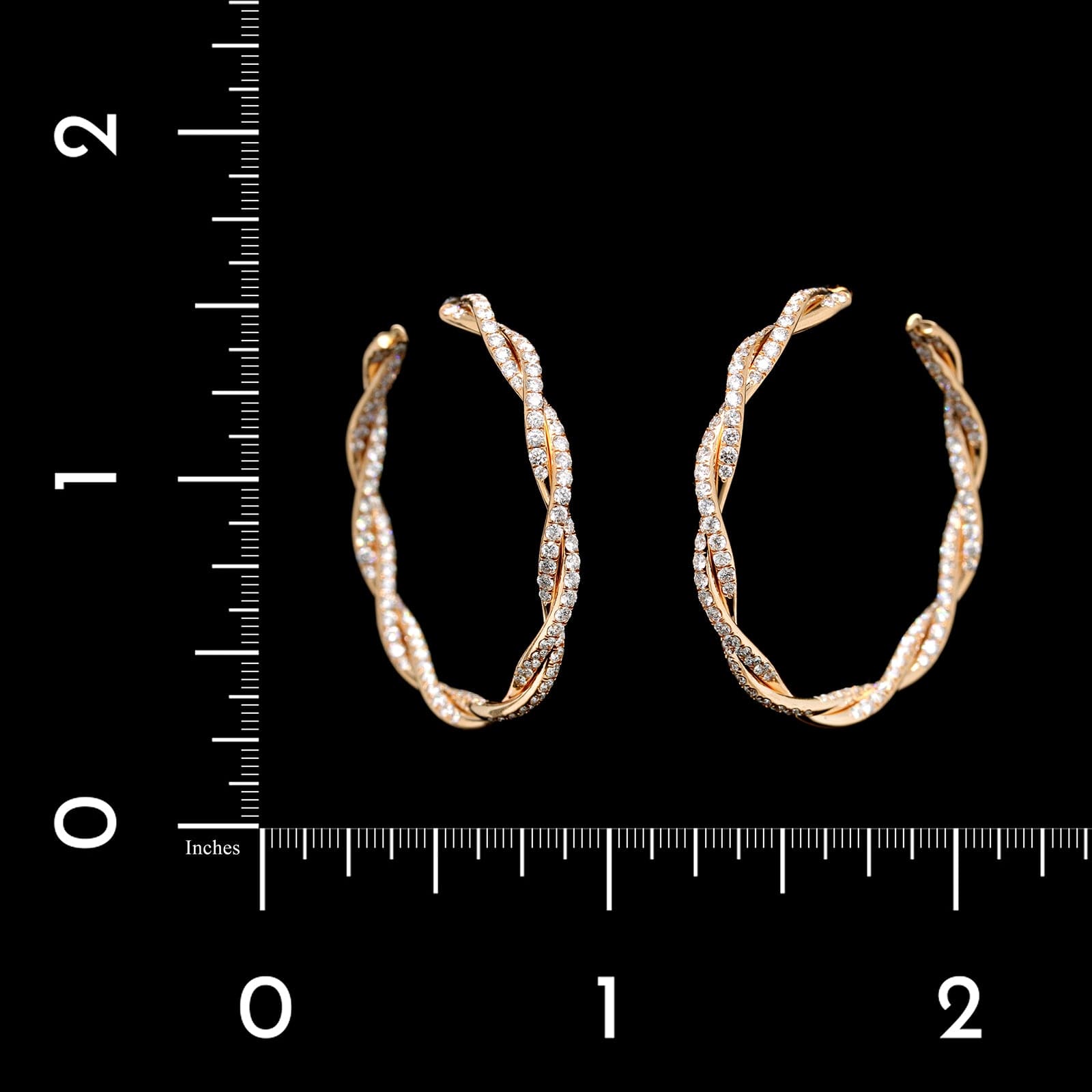 Eclat 18K Rose Gold Estate Diamond Twisted Inside Outside Hoops