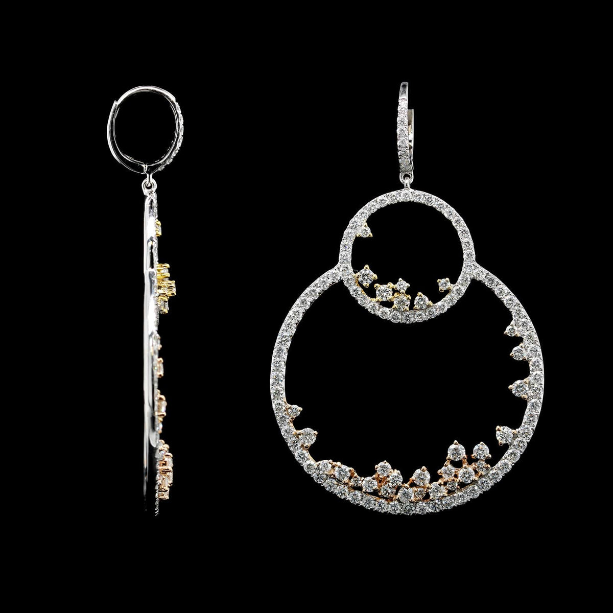 18K Two-tone Gold Estate Diamond Earrings