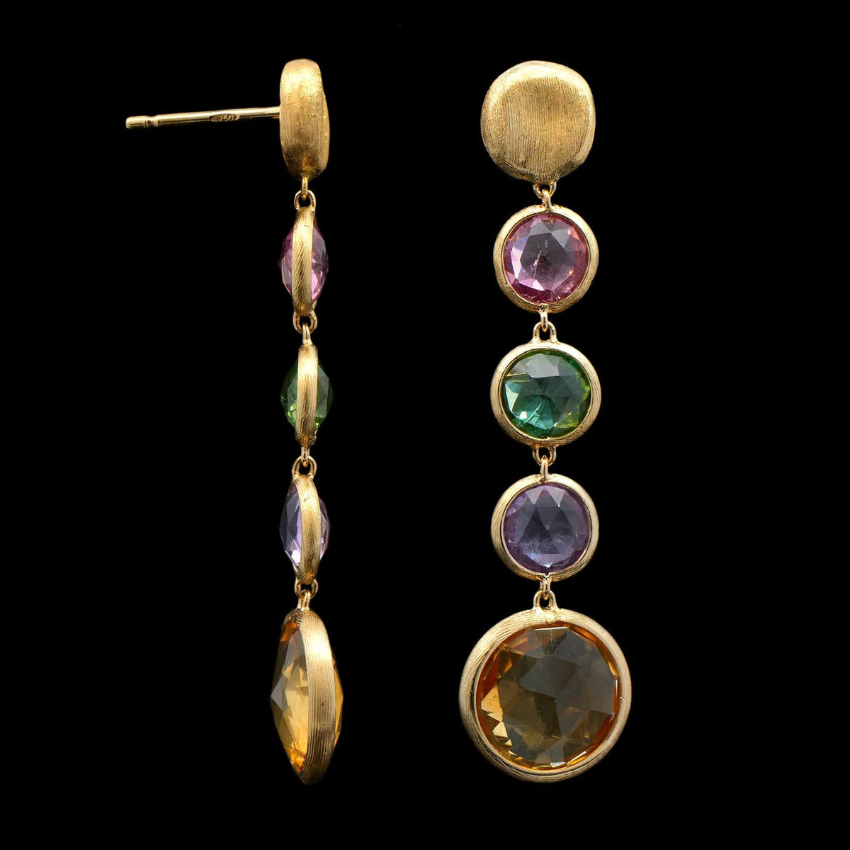 Marco Bicego 18K Yellow Gold Estate Jaipur Multi Gem Drop Earrings