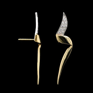 Tiffany & Co. 18K Yellow Gold and Platinum Estate Diamond Paloma Picasso Chrysalis Earrings