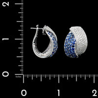 18K White Gold Estate Sapphire and Diamond Earrings