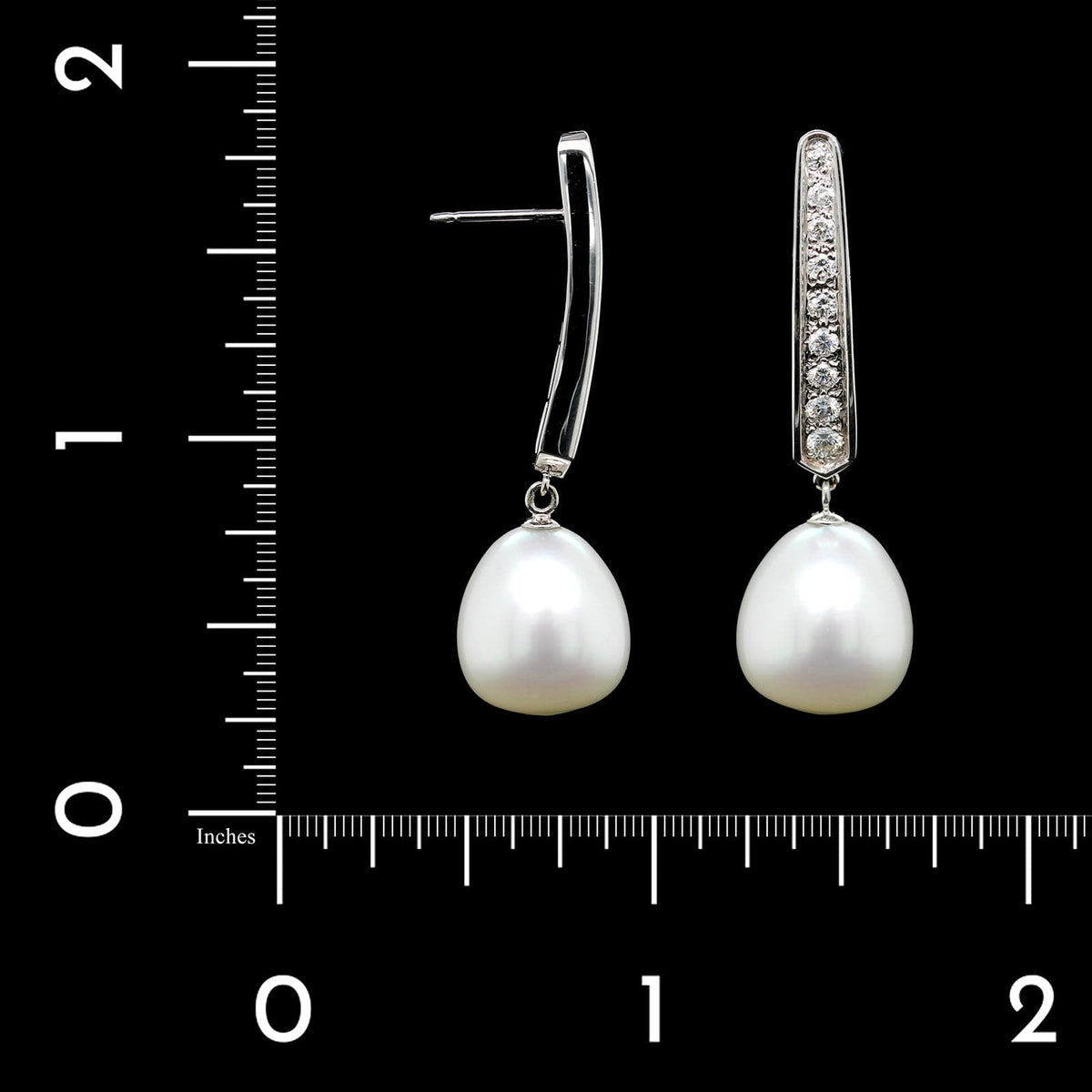 Marlene Stowe 18K White Gold Estate South Sea Cultured Pearl and Diamond Earrings