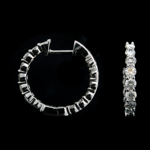 14K White Gold Estate Inside Out Diamond Hoop Earrings