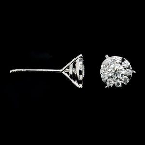 Memoire 18K White Gold Estate Diamond Bouquet Stud Earrings