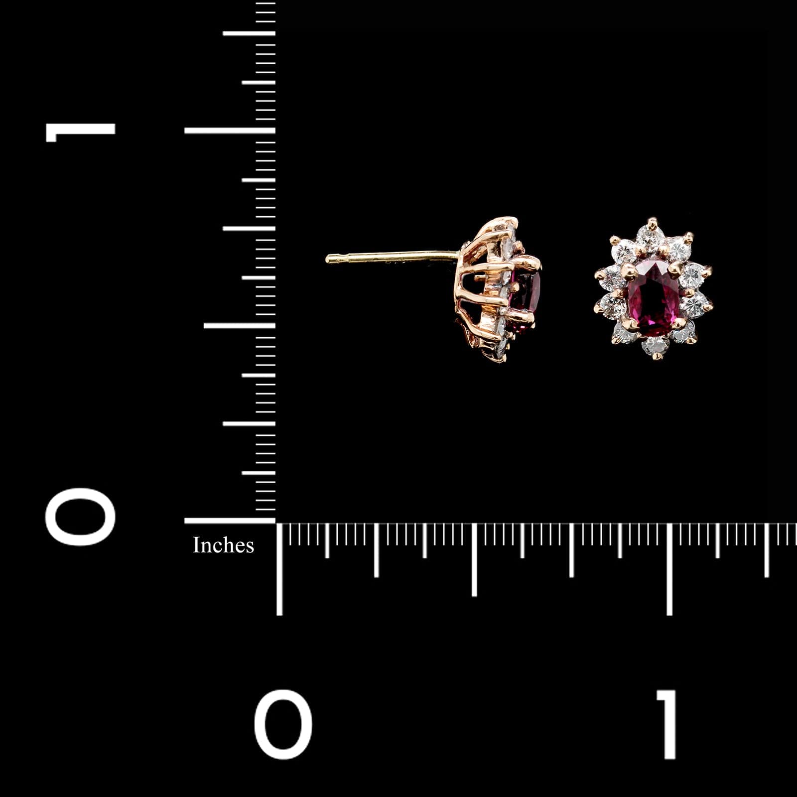 14K Rose Gold Estate Ruby and Diamond Earrings