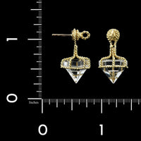 A.G.A. Correa & Sons 18K Yellow Gold Diamond Estate Deck Prism Crystal Stud Earrings