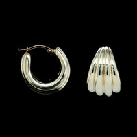 14K Yellow Gold Estate Ribbed Hoops
