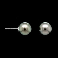 14K White Gold Estate Tahitian Pearl Stud Earrings