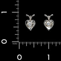 18K White Gold Estate Diamond Heart Stud Earrings