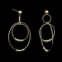 Lagos 18K Yellow Gold Estate Circle Bead Drop Earrings