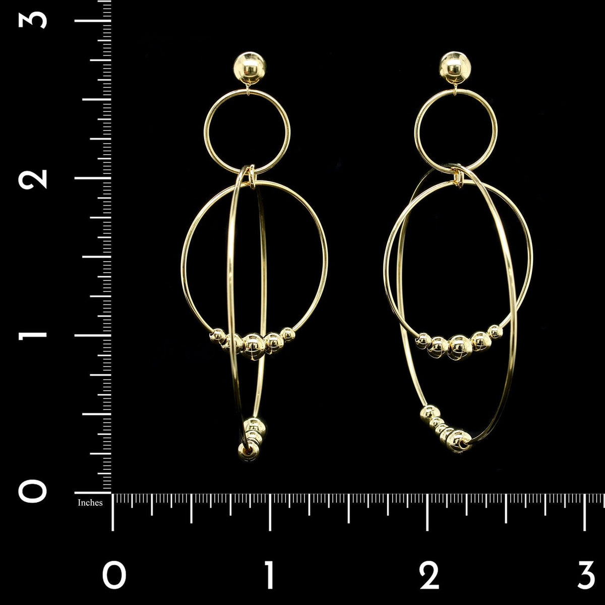 Lagos 18K Yellow Gold Estate Circle Bead Drop Earrings
