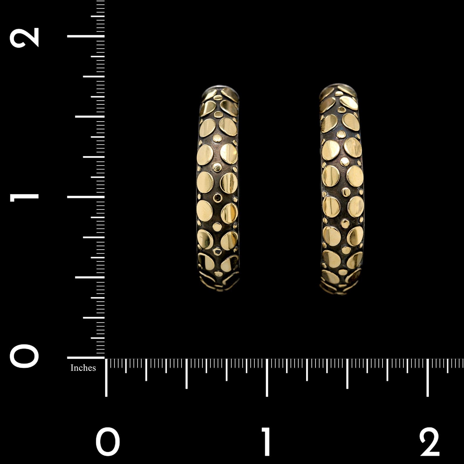 John Hardy Sterling Silver and 18K Yellow Gold Estate Dot Hoop Earrings