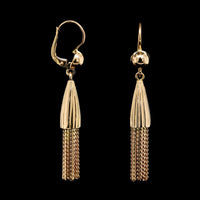 18K Yellow Gold Estate Tassel Drop Earrings