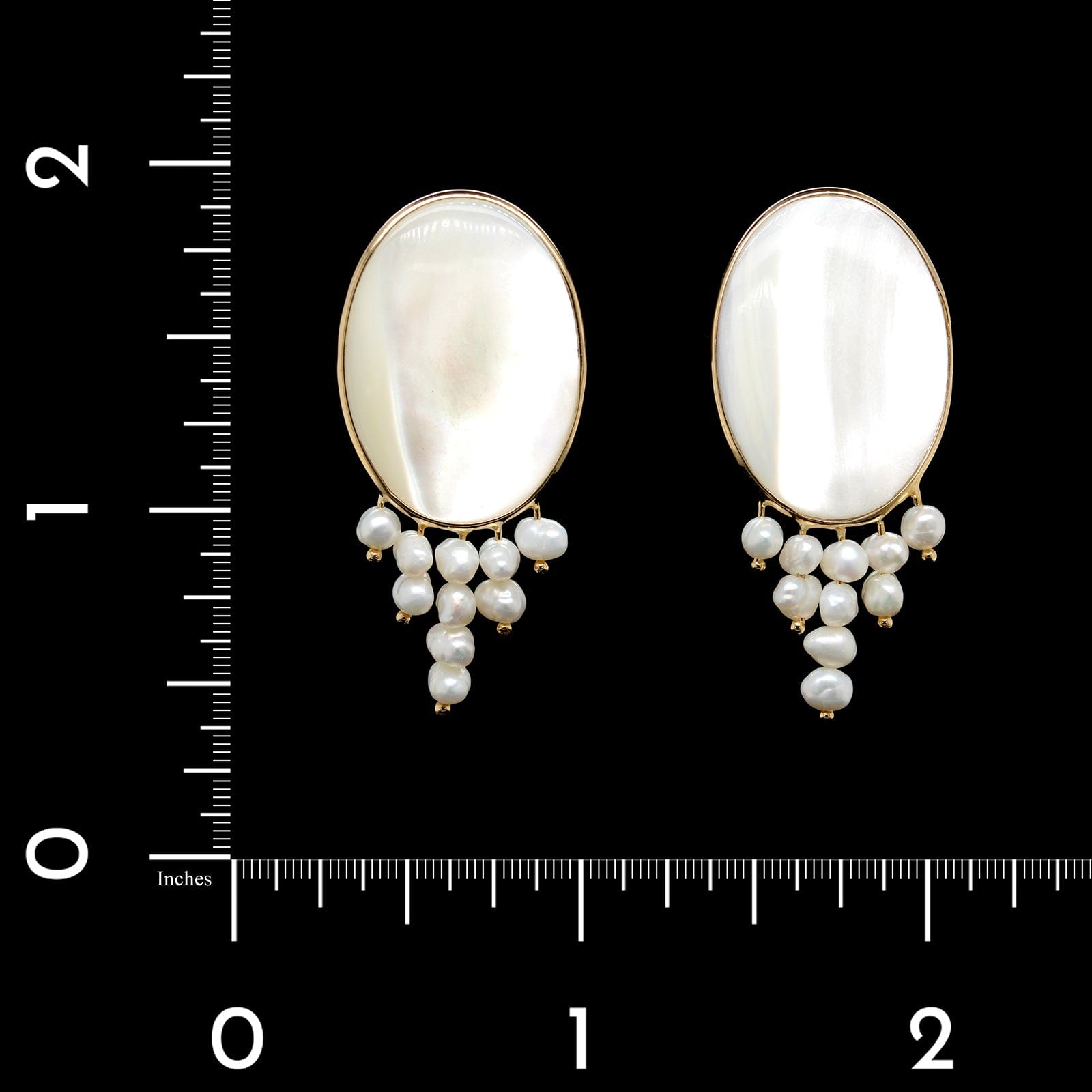 Donna Chambers 14k Yellow Gold Estate Mother of Pearl and Cultured Freshwater Pearl Earrings
