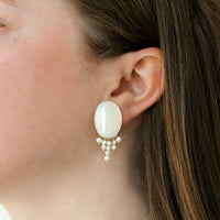 Donna Chambers 14k Yellow Gold Estate Mother of Pearl and Cultured Freshwater Pearl Earrings