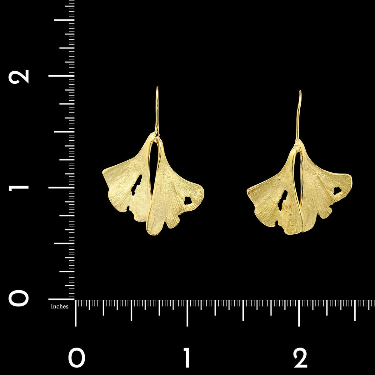 18K Yellow Gold Estate Ginko Leaf Earrings