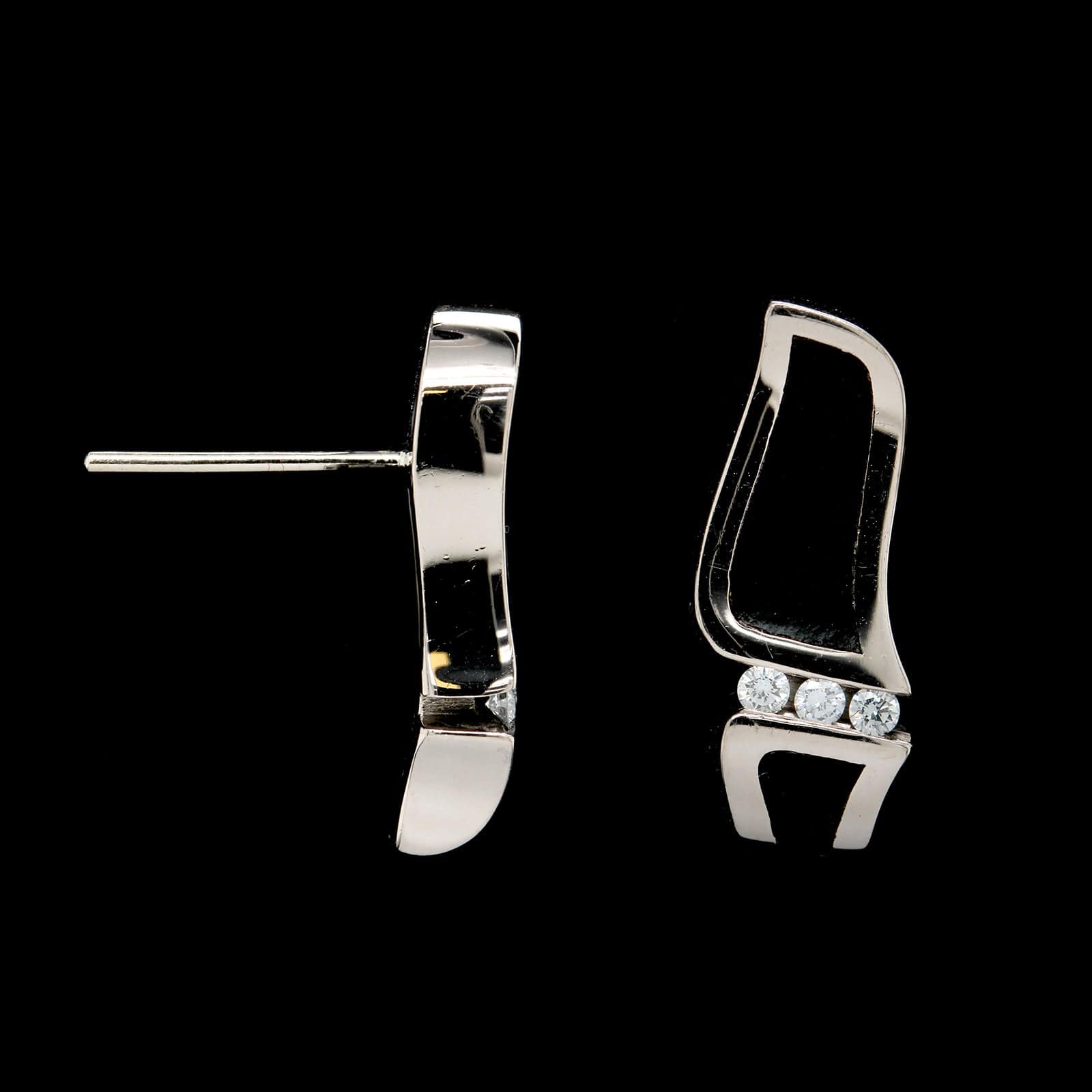 Bernard Passman 18K White Gold Estate Black Coral and Diamond Breaker Earrings