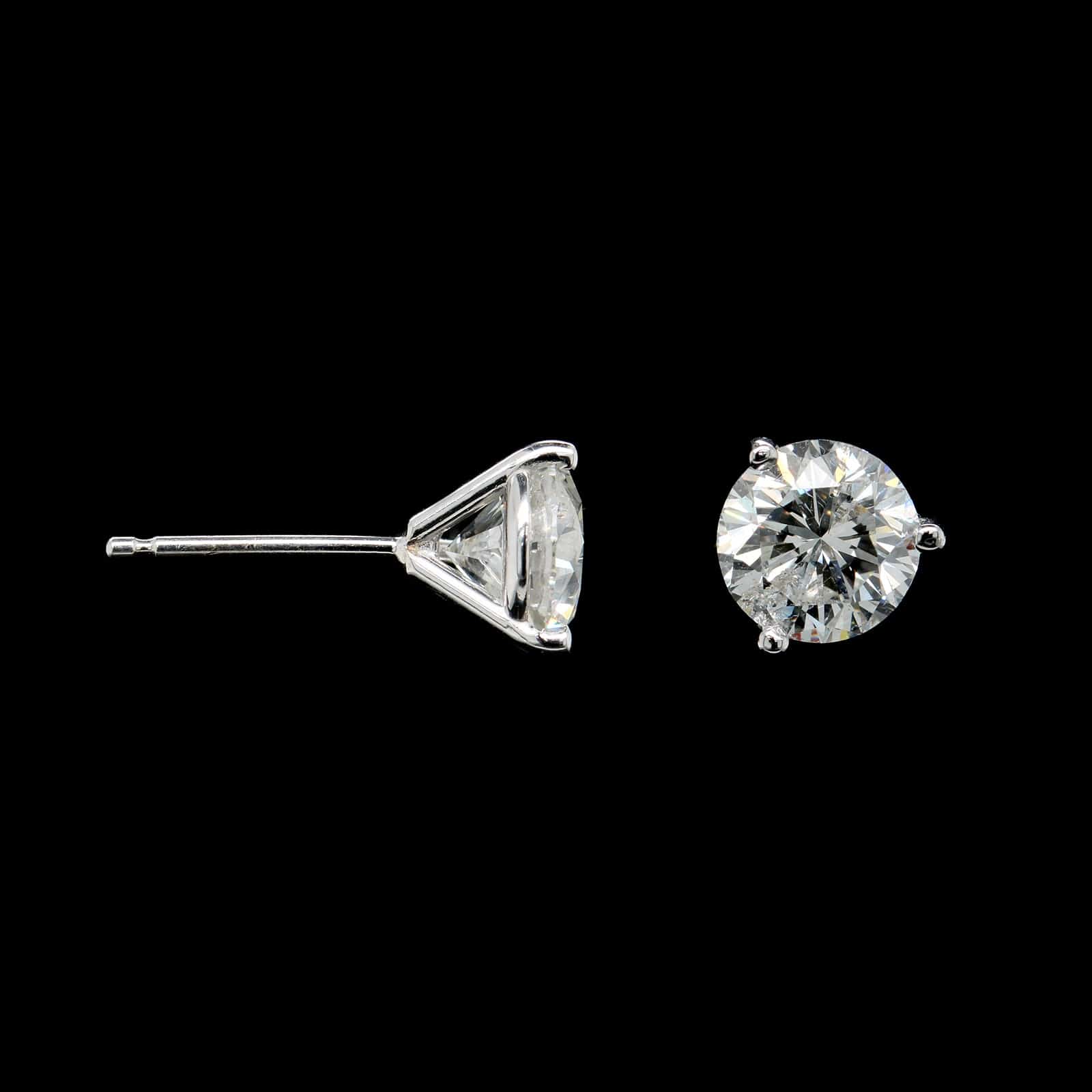14K White Gold Estate Diamond Stud Earrings